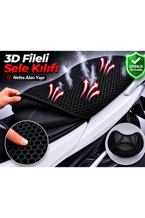RKS RNX Motosiklet Sele Kılıfı 3D Fileli Sele Kılıfı Nefes Alan Sele Koruma