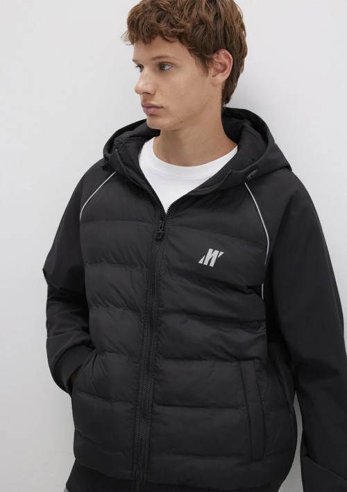 Mavi M0110559-71379 Su İtici Mavi Pro Logo Reflektör Detaylı Water-Replent Kapüşonlu Spandex Erkek Mont