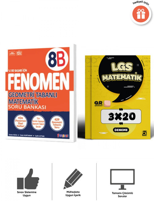 Fenomen 2027 8. Sınıf Geometri Tabanlı Matematik B Ve 3x20 Deneme Bigelio Yayıncılık