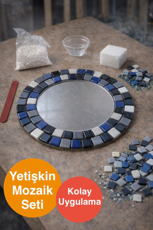 28x28cm Yuvarlak Pleksi Aynalı Yetişkin Mozaik Set (Başlangıç Seviye)