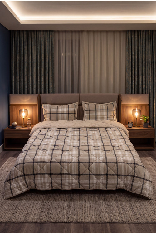 Comforter Çift Kişilik Yorgan Seti Bej