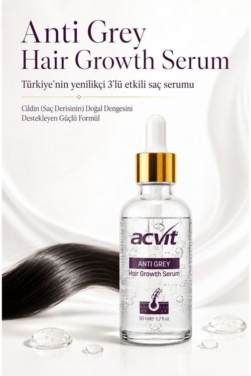 Anti Grey Hair Growth Serum - Beyaz Saç ve Dökülme Kontrolü - Saç Derisini Güçlendirme – 50 ml