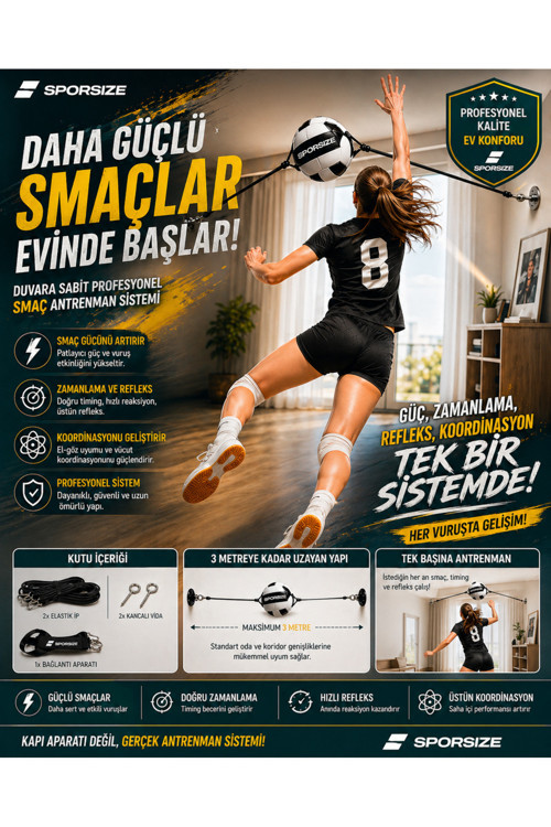 Voleybol Smaç Antrenmanı - Asma Aparatları Dahil - Ürün İçerisinde Top Yoktur.