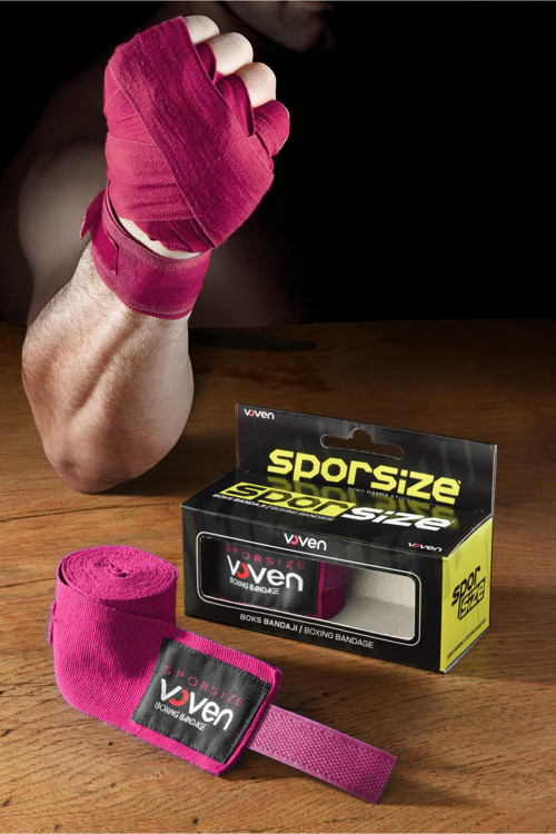 Voven Boxing Muay Thai Bandage Blue Boks Bandajı Muay Thai Bandajı El Sargısı Pembe 3,5 Metre