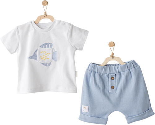 AC25608 Ocean İs My Happy Place 2'Li Bebe Takım Blue 12-18 Ay