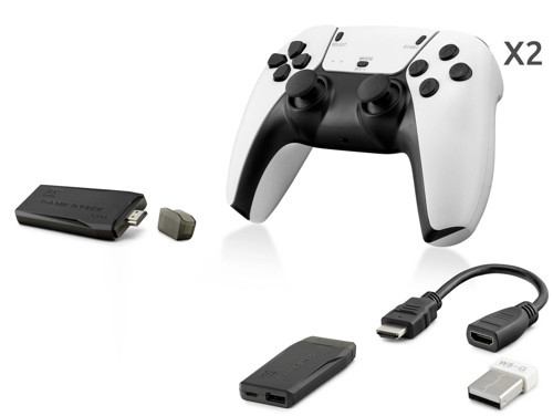 Retro Oyun Stick Hdmi Çift Gamepad Seti 2.4G Kablosuz - Beyaz HD331