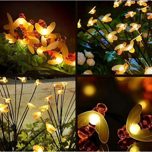 8 LED'li Bal Arısı Solar Bahçe Aydınlatması (2'li Paket) - Doğa Dostu ve Dekoratif Dış Mekan Işığı