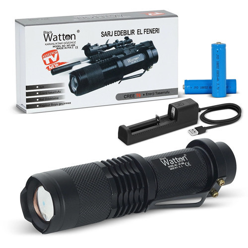 800 Lümen T6 Şarjlı Led El Feneri – Uzun Menzilli Profesyonel Model Wt-086