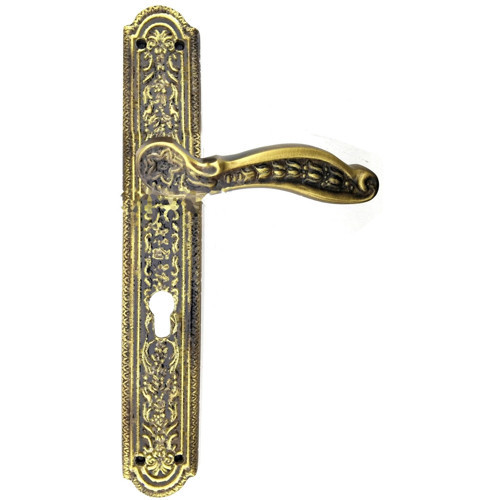 Antik Ulu Model Büyük Kapı Kolu Takımı, 354x57 mm, Yaylı - Pirinç, Antik, Tarihi, Osmanlı Stil Lale