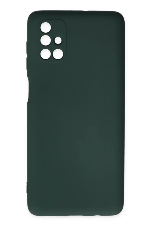 Samsung Galaxy M51 Uyumlu Kılıf Nano içi Kadife Silikon - Koyu Yeşil