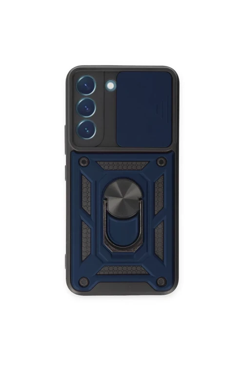 Samsung Galaxy S24 Uyumlu Kılıf Pars Lens Yüzüklü Silikon - Lacivert