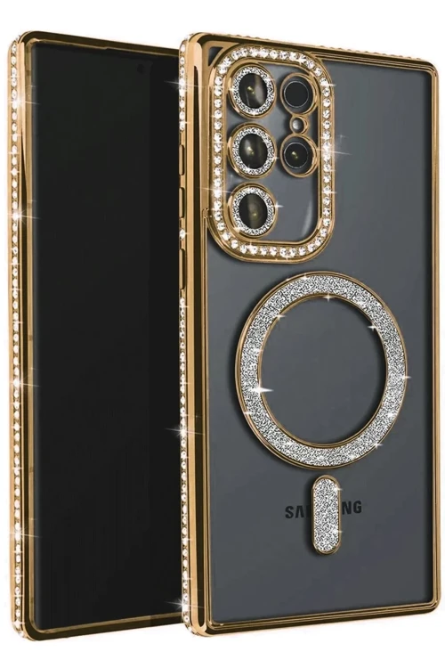Samsung Galaxy S23 Ultra Uyumlu Joke Simli Magneticsafe Kılıf -