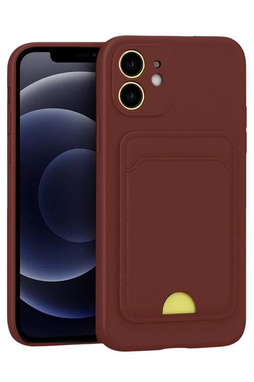 iPhone 11 Uyumlu Kılıf Kelvin Kartvizitli Silikon - Bordo