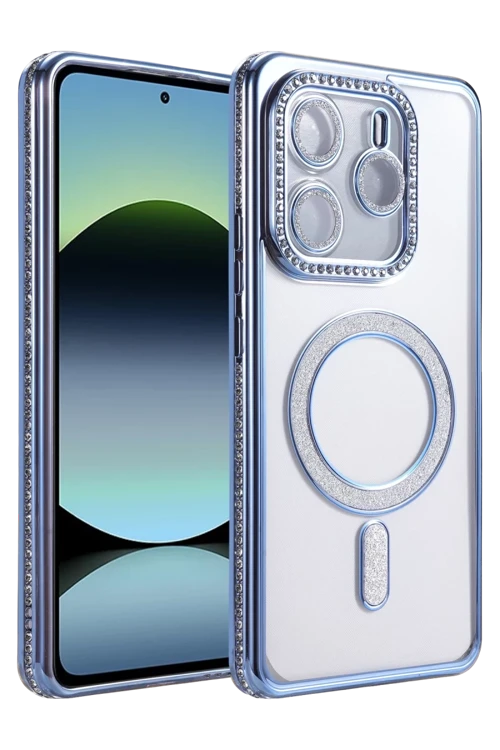 Redmi Note 14 4G Uyumlu Joke Simli Magneticsafe Kılıf - Mavi
