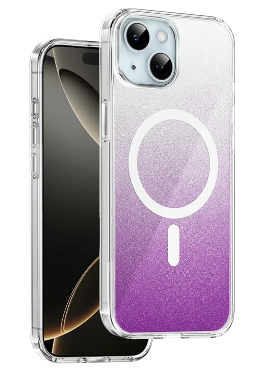 Onegif iPhone 14 Uyumlu Sora Simli Magsafe Kapak - Mor