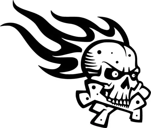 Alevli Kurukafa Sticker (Oto-Motor-Laptop-Duvar-Dekor) 10 x 9 cm