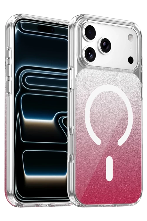 Onegif iPhone 17 Pro Uyumlu Sora Simli Magsafe Kapak - Kırmızı