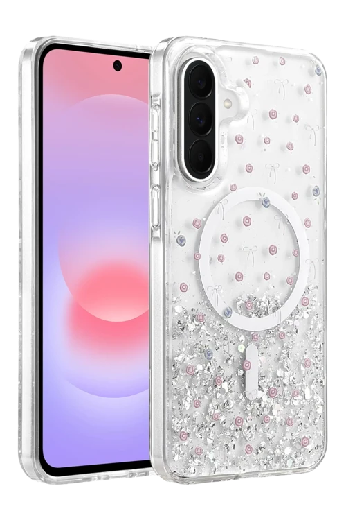 Onegif Samsung Galaxy A56 Uyumlu Misk Simli Magsafe Kapak - Desen 1