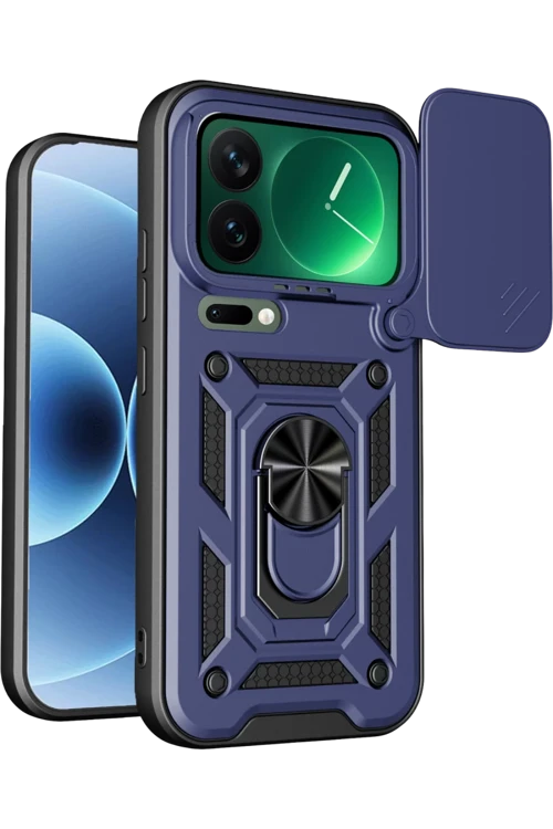 Mi 17 Pro Max Uyumlu Pars Lens Yüzüklü Silikon - Lacivert