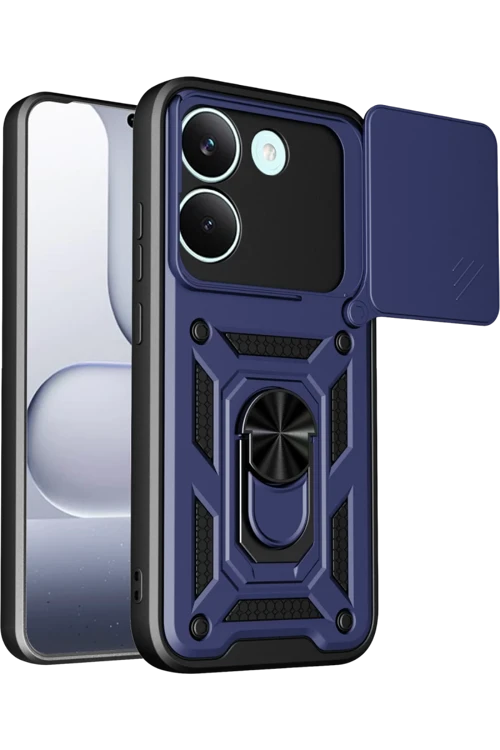 Poco X8 Pro Uyumlu Pars Lens Yüzüklü Silikon - Lacivert