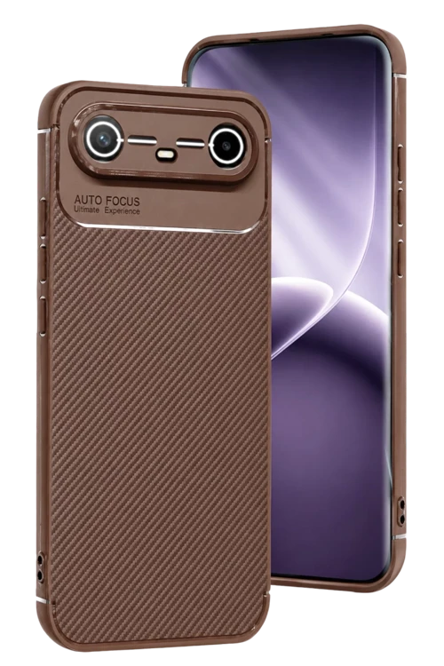 Tecno Spark Slim 5G Auto Focus Karbon Kapak - Kahverengi