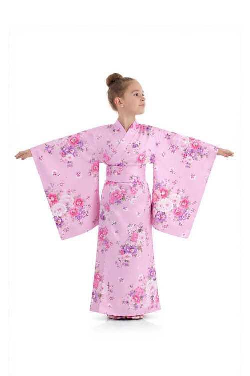 Pembe Japon Kız Çocuk Kimono Kostümü