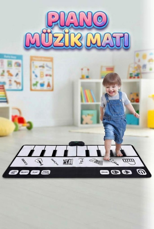 Piyano Halısı 8 Farklı Enstrüman Sesli 10 Dokunmatik Tuşlu ve Kayıt Özellikli Oyuncak Piyano Halısı