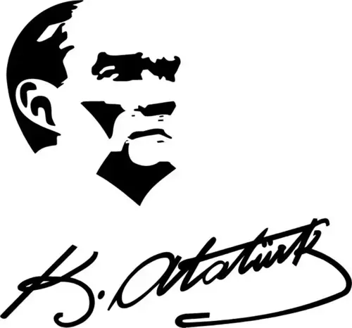Atatürk Silüeti ve İmzası Sticker (Oto-Motor-Laptop-Duvar-Dekor) 10 x 10 cm