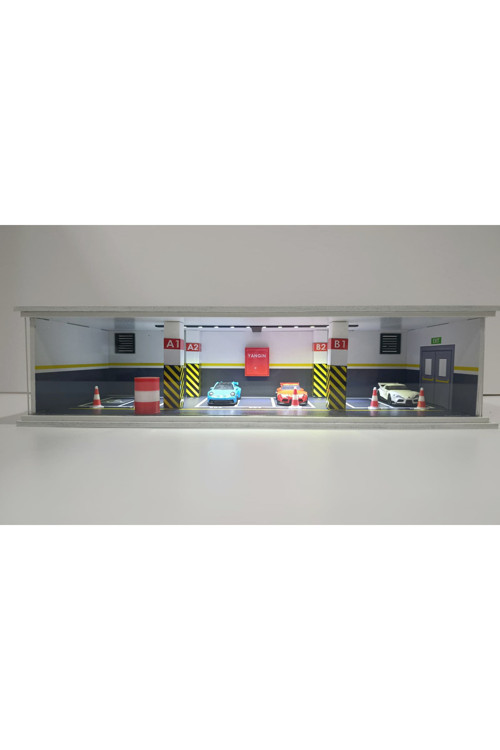 DİORAMA KAPALI OTOPARK 1:64 ÖLÇEKLİ LED IŞIKLI OYUNCAK GARAJ