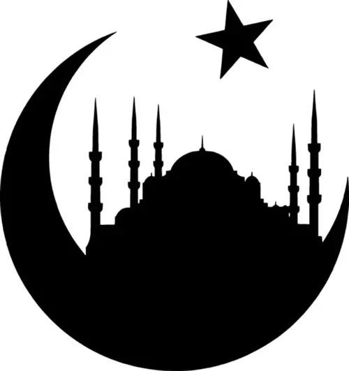 Ay Yıldız içinde Cami Sticker (Oto-Motor-Laptop-Duvar-Dekor) 10 x 11 cm