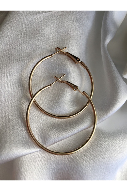Modern Moda Orta Boy Gold Halka Küpe