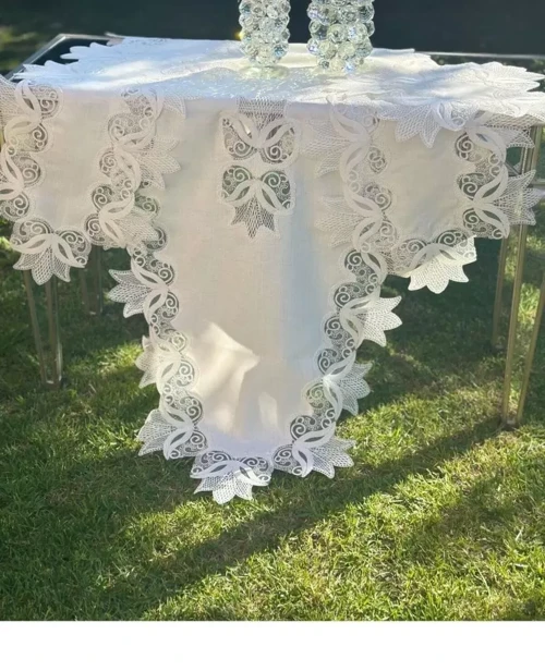 Çeyizlik Kayla Model - 5 Parça Keten Runner Seti Masa Örtüsü Şık