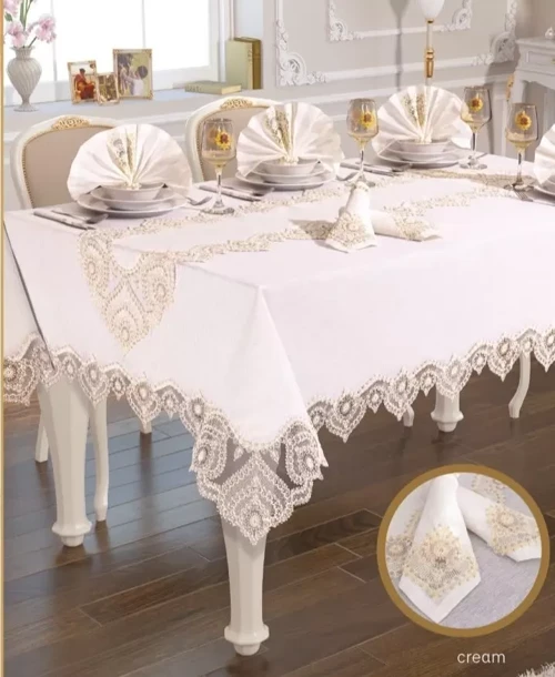 Gardenya Keten Kartanesi 26 Parça 160 × 220 cm Masa Takımı Seti