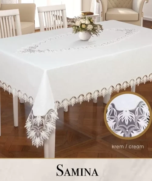 Gardenya Keten Samina Model 155x260 cm Masa Örtüsü Modern Tablecloth Tasarım