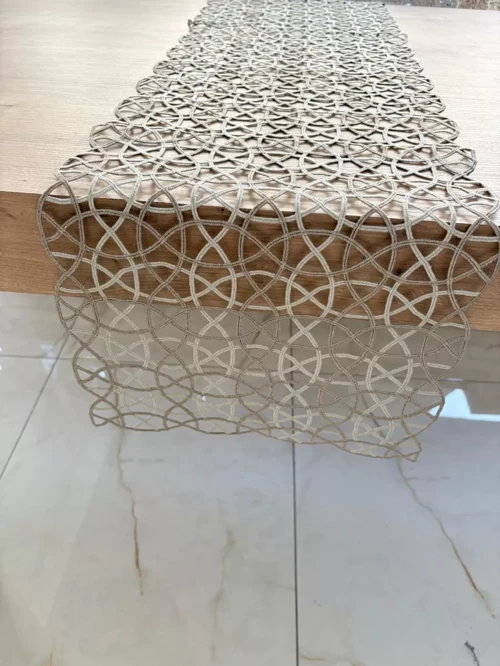 Salon Takımı Angles Çeyizlik Kapi Runner Set 5 Parça İşlemeli Ranır Masa Sehpa Konsol Örtüsü