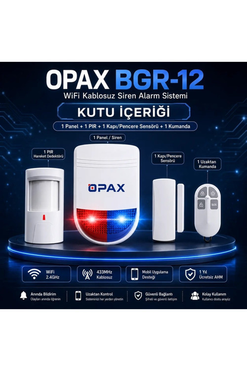 BGR-12 WiFi Kablosuz Alarm Sistemi | 96 Bölge Desteği