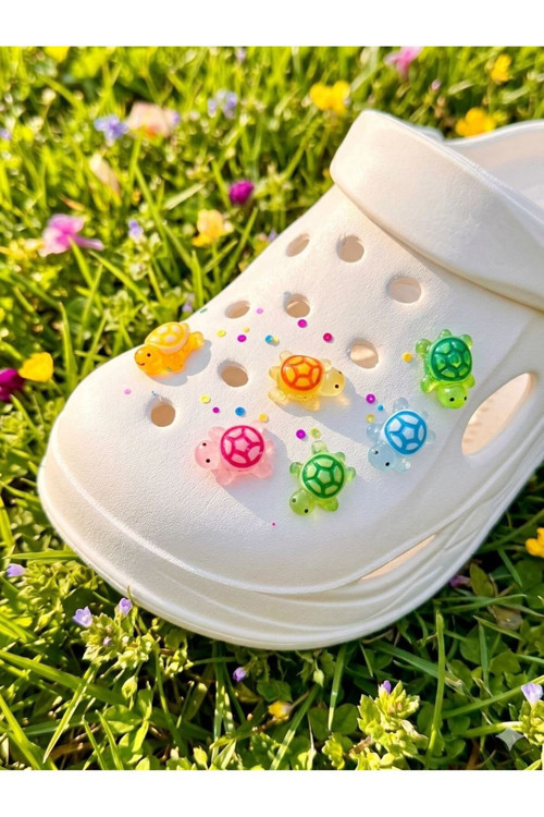 10 Adet Jibbitz Terlik Süsü mini Kaplumbağalar Karanlıkta Parlayan Küçük Kaplumbağa Seti