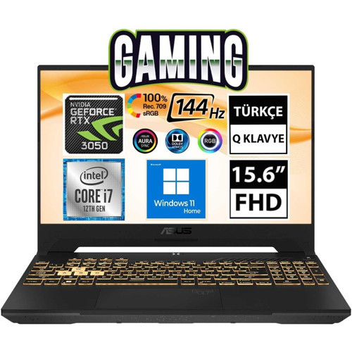Tuf Gaming F15 FX507ZC4-HN008W I7-12700H 16GB Ram 512GB SSD RTX3050 15.6" Fullhd Windows 11 Home Taşınabilir Bilgisayar