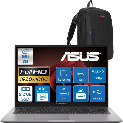Expertbook P1 P1503CVA Intel® Core™ 5 210H 24GB Ddr5 512GB SSD 15.6" Fullhd (1920 x 1080) 300NITS Freedos Taşınabilir Bi