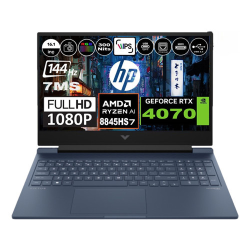 Victus 16 Amd Ryzen 7 8840H 40GB Ddr5 512GB SSD RTX4070 (8gb) 144Hz 7ms 300NİT 16.1 Inç WINDOWS11 Fullhd Gaming Laptop A