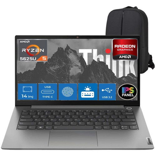 Thinkbook 14 Amd Ryzen 5 5625U 8gb 2tb SSD Freedos 14" Fhd Taşınabilir Bilgisayar 21DK0059TX09 & Çanta