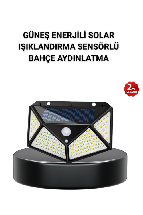 Solar Bahçe Lambası 100 LED Hareket Sensörlü Güneş Enerjili Aydınlatma