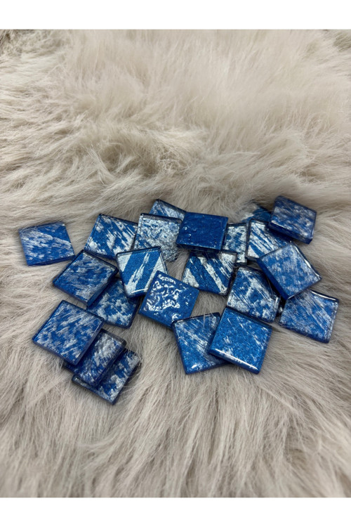 Sanatsal Kristal Mozaik KS-17 23x23mm Metalik Gümüş Mavi (250gr)