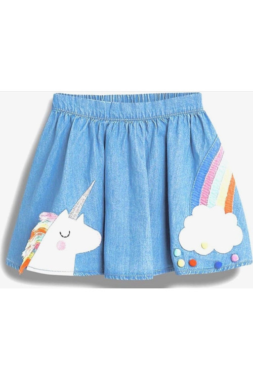 Şirin Unicorn Ve Gökkuşağı Desenli Çocuk Etek