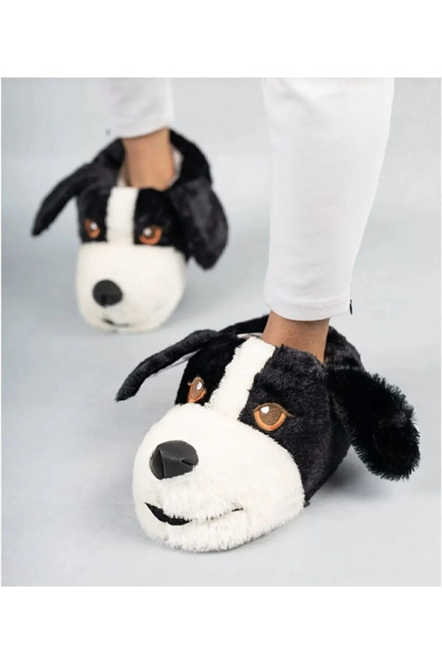 Köpekli Peluş Panduf Unisex Hayvanlı Rahat Esnek Ev Botu