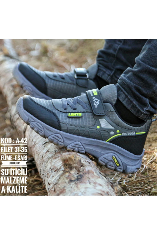 Spor Çocuk Unisex Microlight Taban Su İtici Kumaş Cırtlı Trekking Ayakkabı