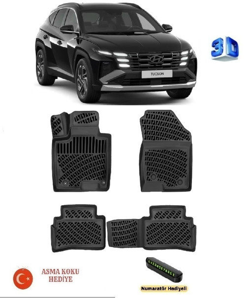 Hyundai Tucson 2021 Sonrası Uyumlu 3D Havuzlu Paspas (Dizel/Benzin/Mild Hybrid (48v)) ASMA KOKU VE NUMARATÖR HEDİYELİ