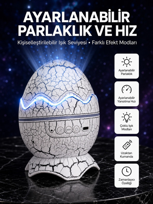 Dinozor Yumurtası Tasarımlı Projektörlü Gece Lambası UCZZZDİNAZORYUMURTA-6