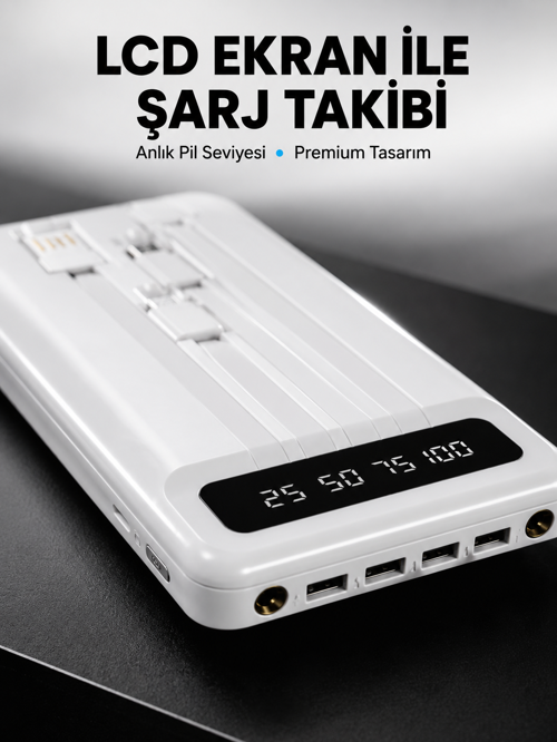 20.000mAh Taşınabilir Powerbank PD Teknolojili Çift USB Çıkışlı Yeni Nesil