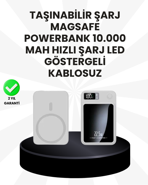 10000mAh Kapasiteli Manyetik USB-C ve Kablosuz Powerbank W09 7
